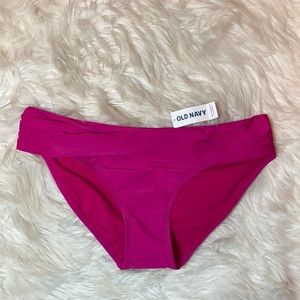 NWT Old navy neon bright pink bikini swimsuit bottom bathing suit one piece sz M